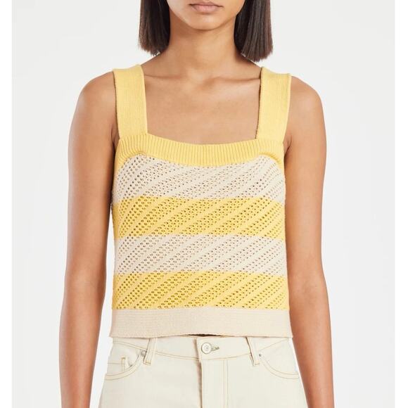 Paul Smith NWT Ecru and Lemon Striped Knitted Vest Tank XS - Picture 1 of 8